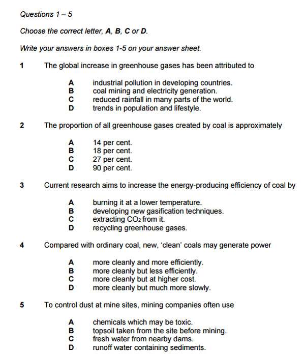 Dạng bài Multiple choice