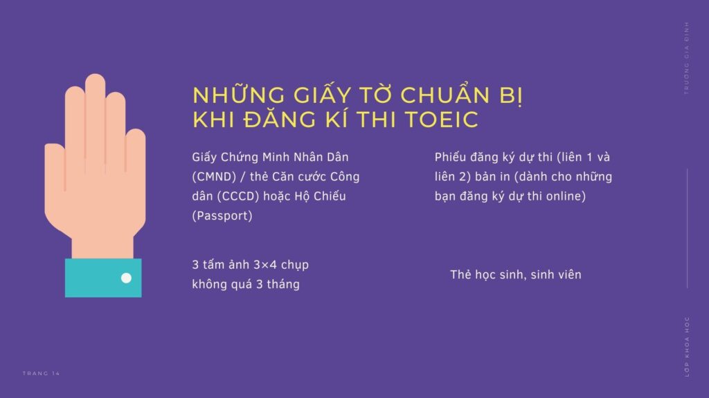 Những giấy tờ cần thiết khi đăng ký dự thi TOEIC