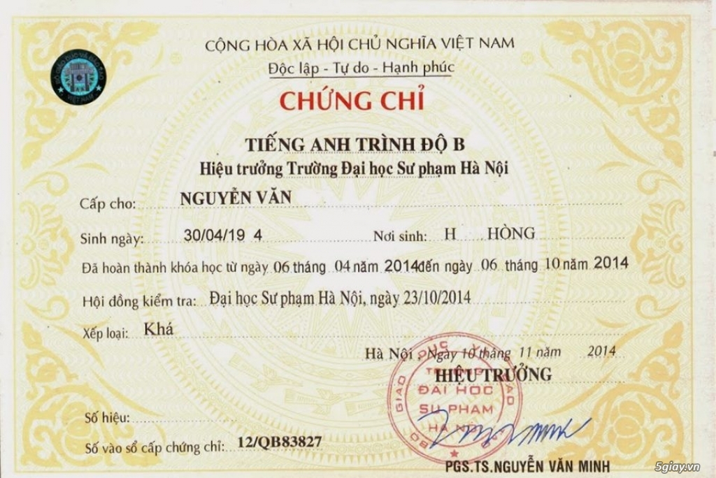 Chứng chỉ tiếng Anh A, B, C