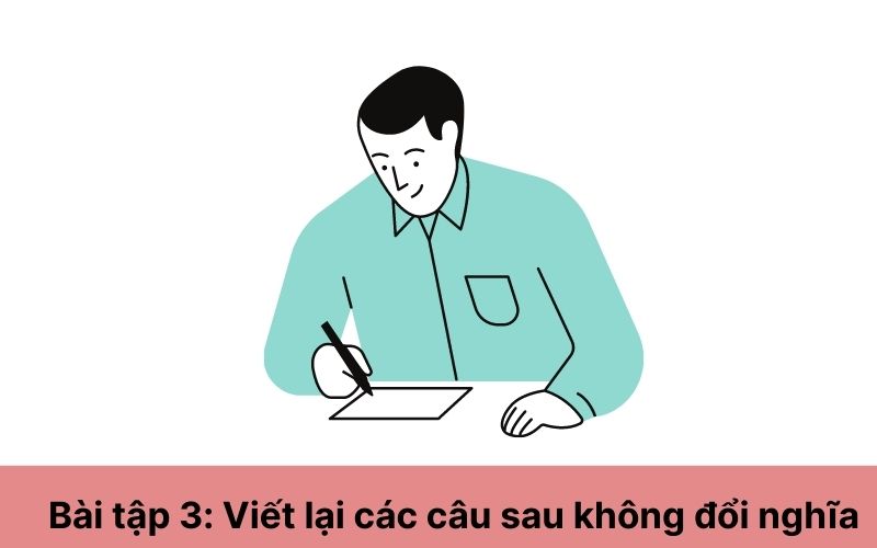 Bài tập 3: Viết lại các câu sau không đổi nghĩa